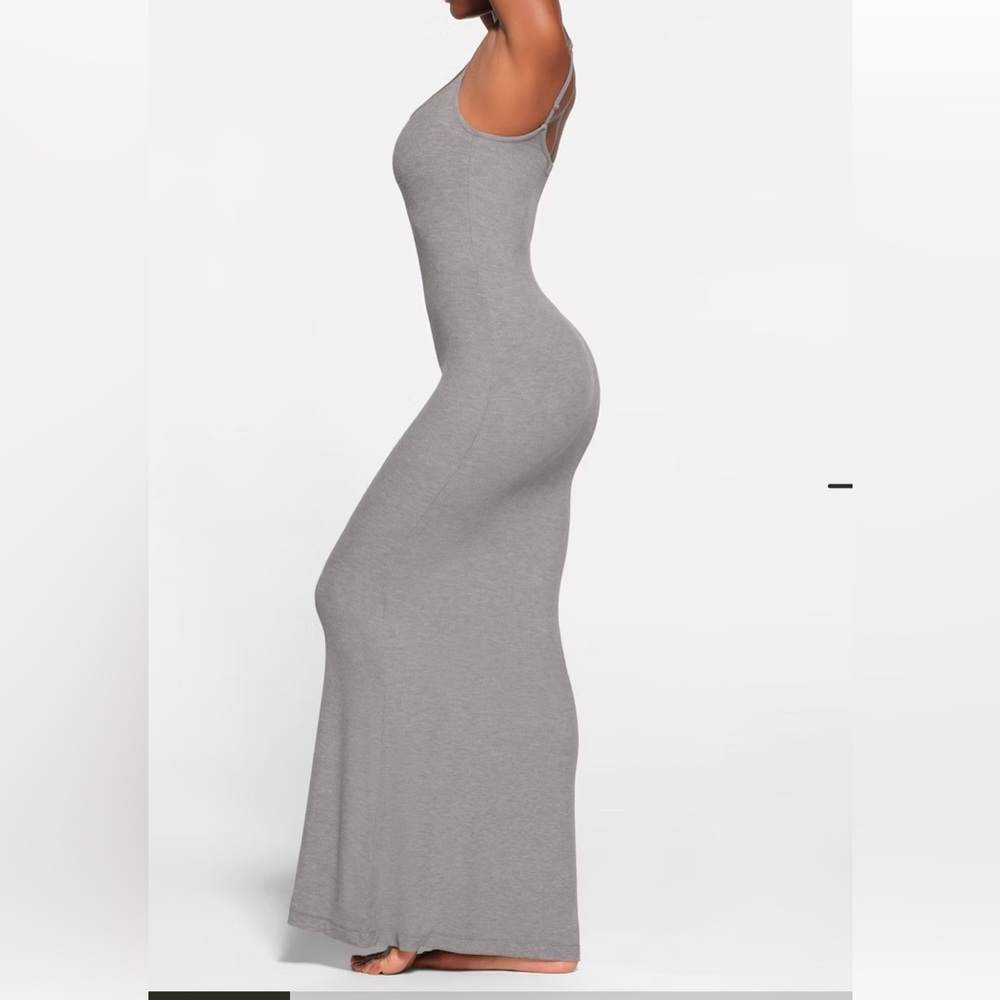 SKIMS Ribbed StretchyGray Maxi Dress Medium - Picture 2 of 11